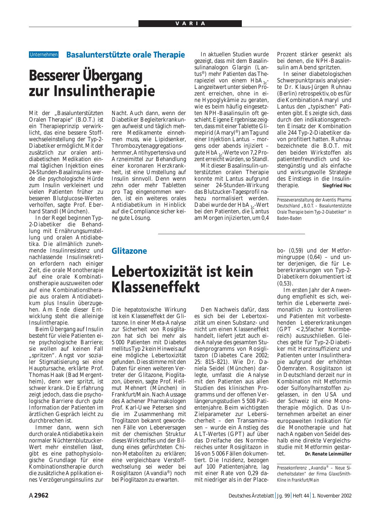 Vorschauseite 1: Glitazone: Lebertoxizität ist kein Klasseneffekt
