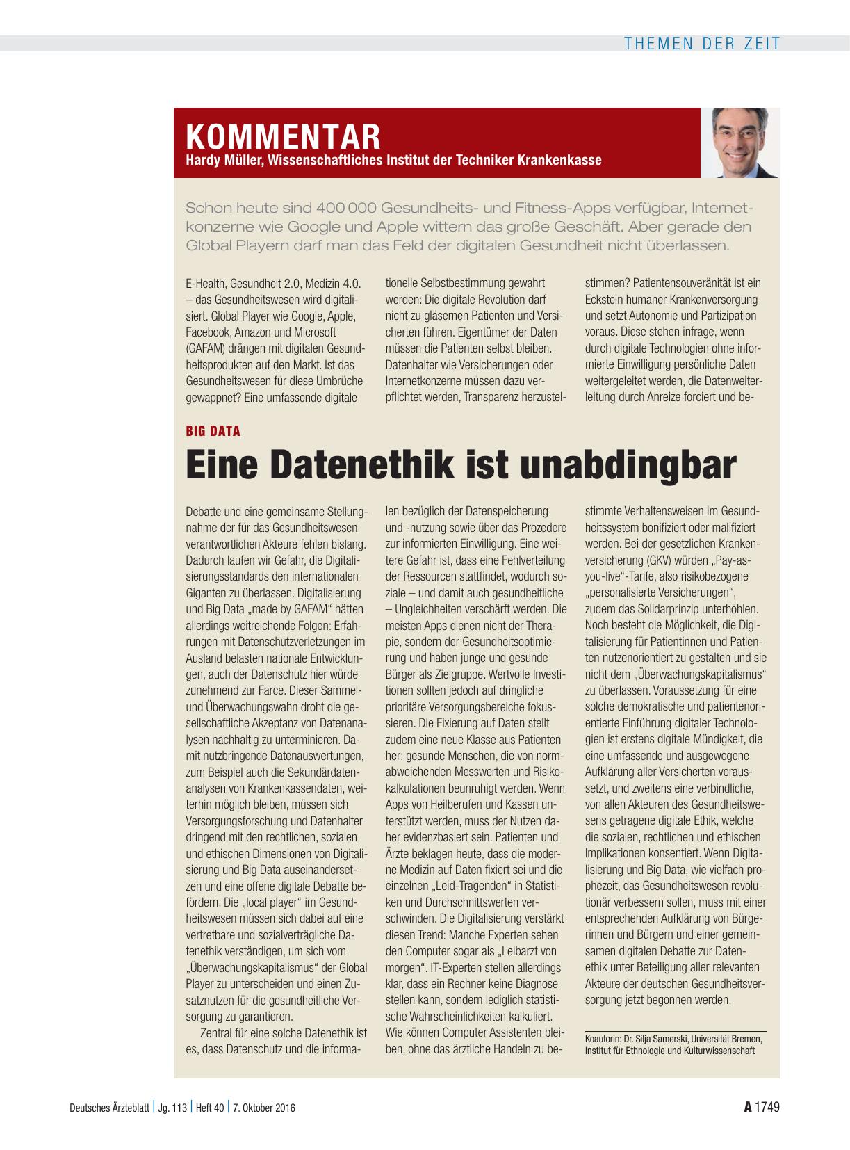 Vorschauseite 1: Big Data: Eine Datenethik ist unabdingbar