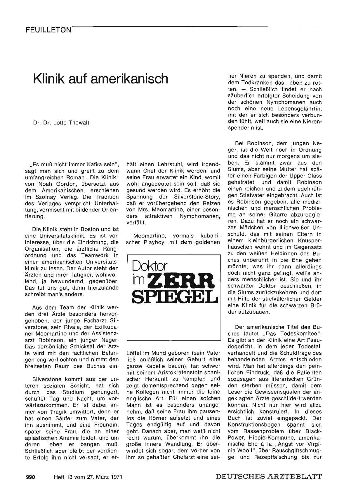 Vorschauseite 1: Klinik auf amerikanisch