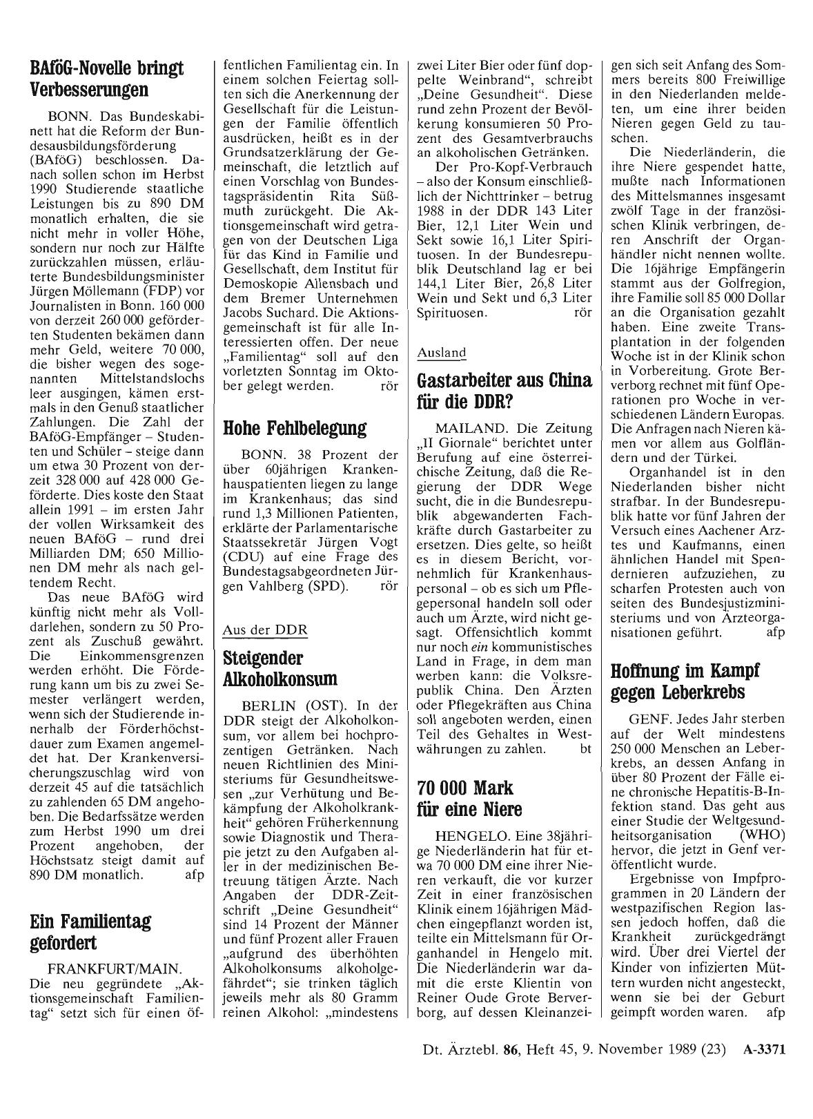 Vorschauseite 1: 70 000 Mark für eine Niere