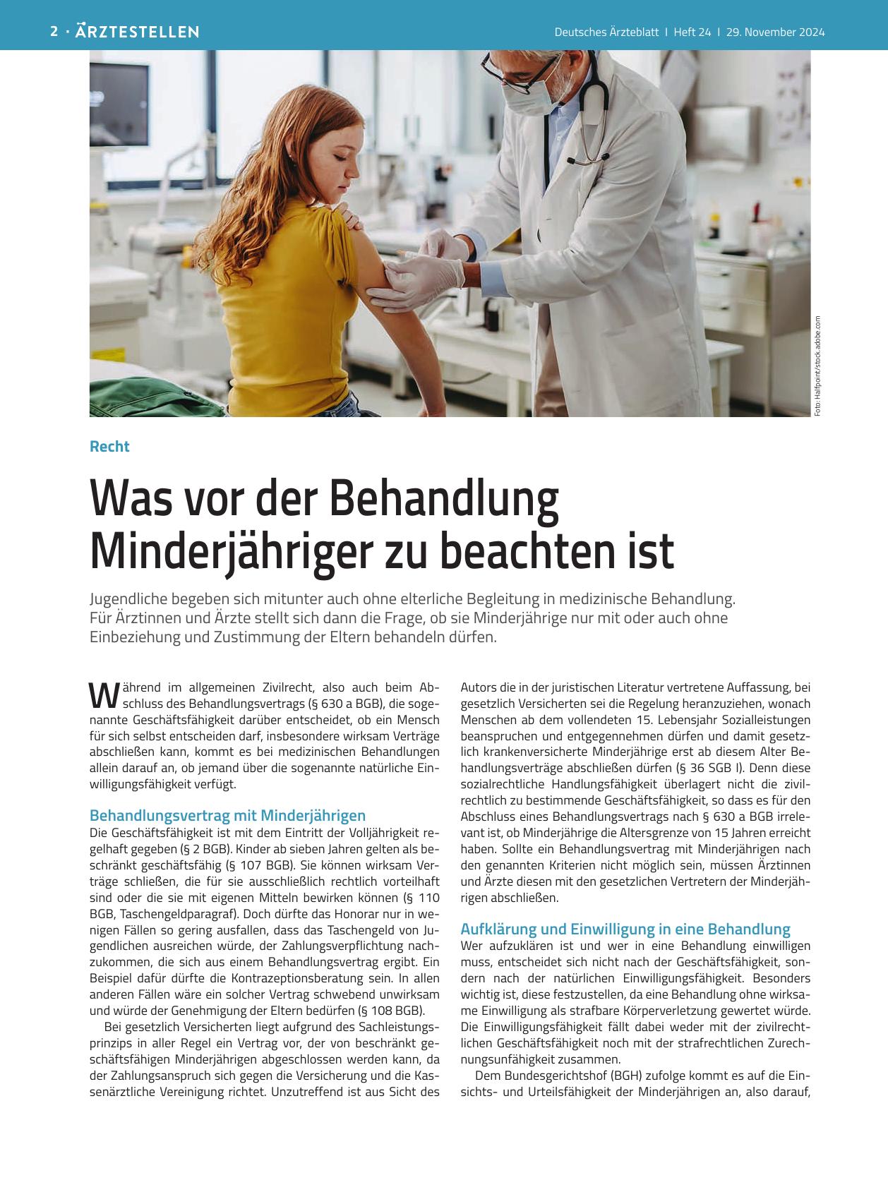 Vorschauseite 1: Richtig: Was vor der Behandlung Minderjähriger zu beachten ist