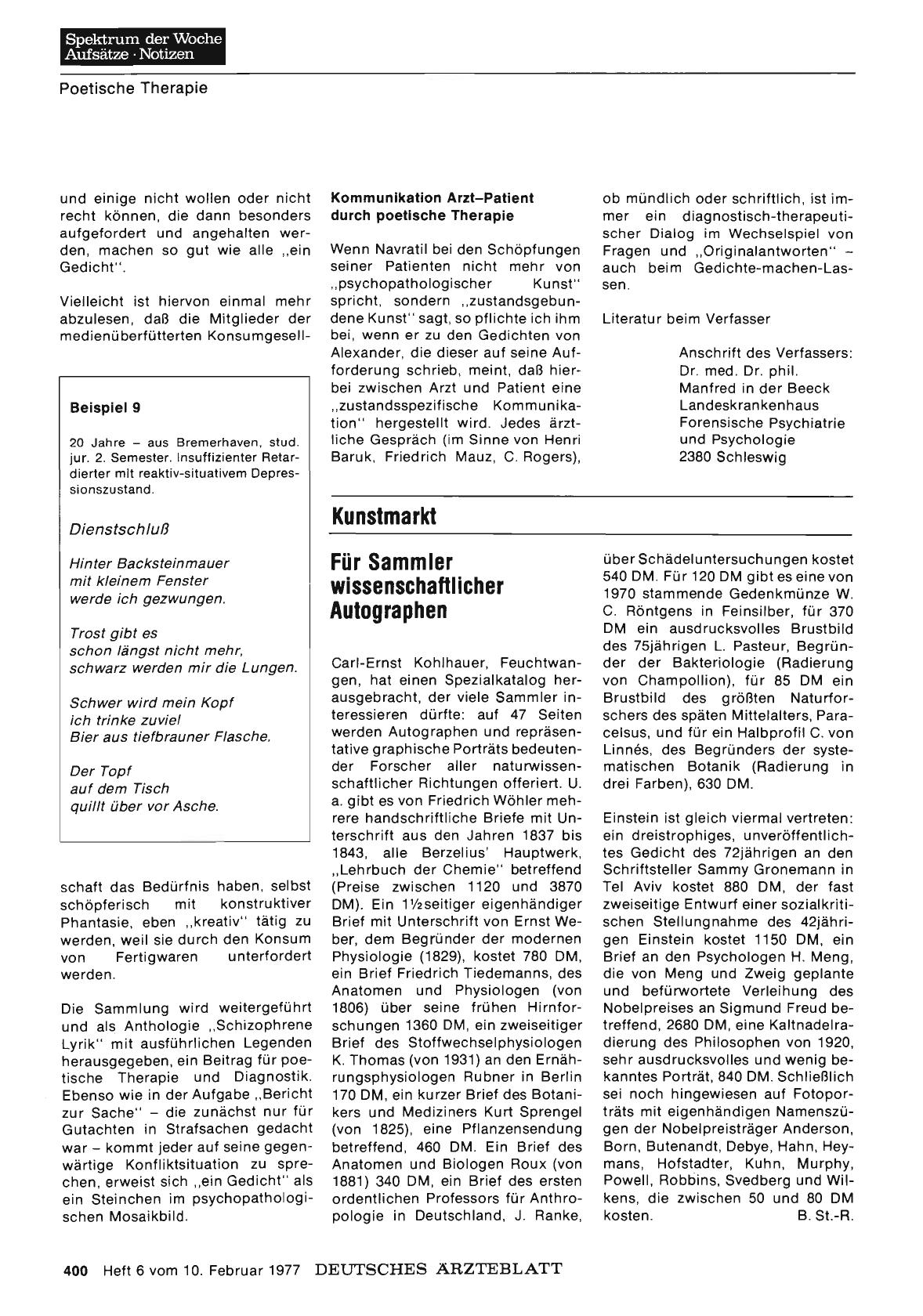 Vorschauseite 1: Kunstmarkt: Für Sammler wissenschaftlicher Autographen