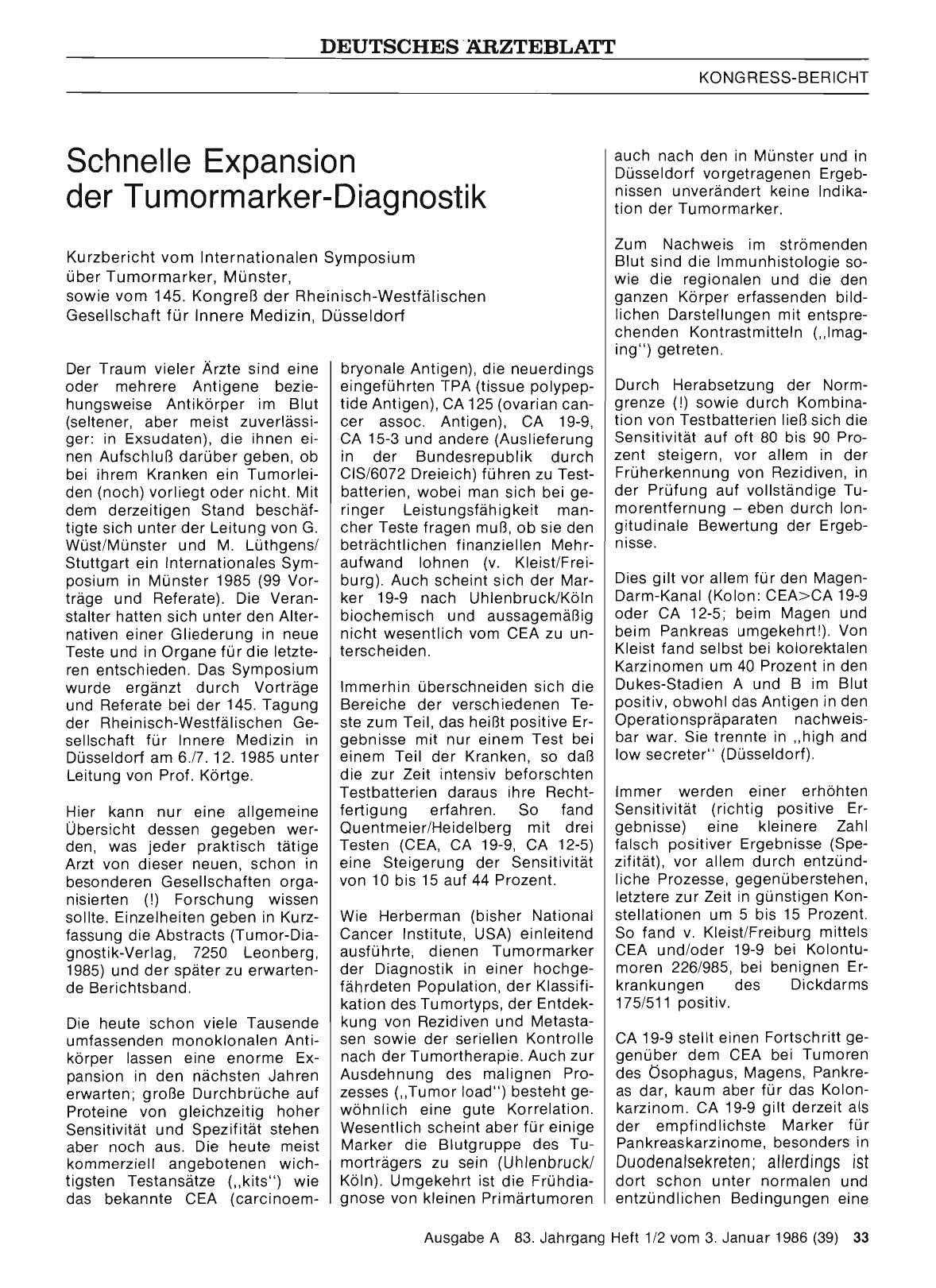 Vorschauseite 1: Schnelle Expansion der Tumormarker-Diagnostik