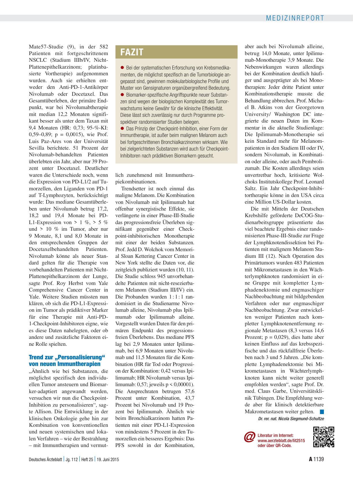 Vorschauseite 3: Jahrestagung der American Society of Clinical Oncology: Organübergreifende Wirksamkeit