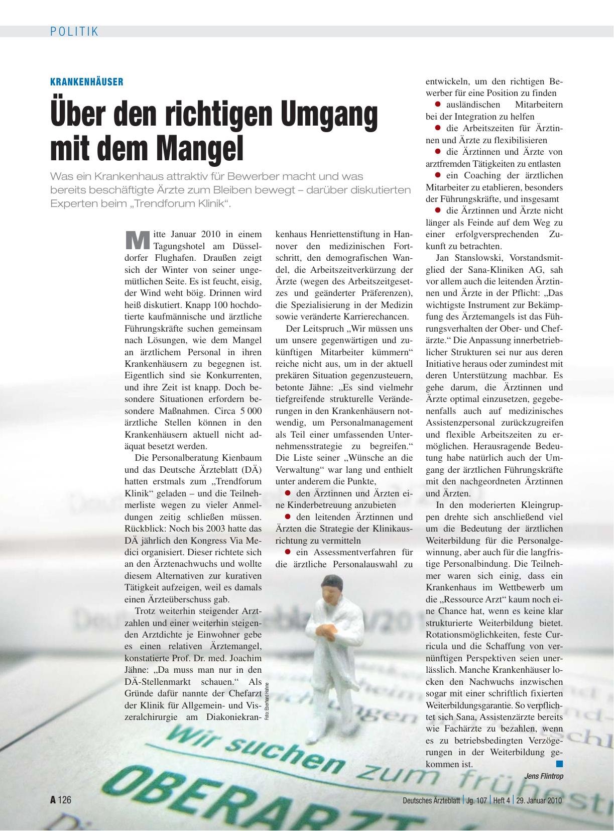 Vorschauseite 1: Krankenhäuser: Über den richtigen Umgang mit dem Mangel