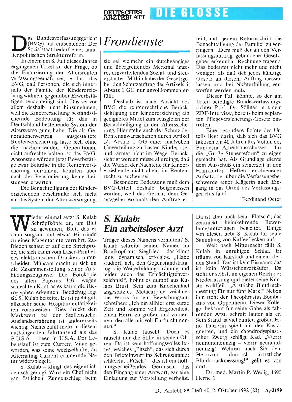 Vorschauseite 1: S. Kulab: Ein arbeitsloser Arzt