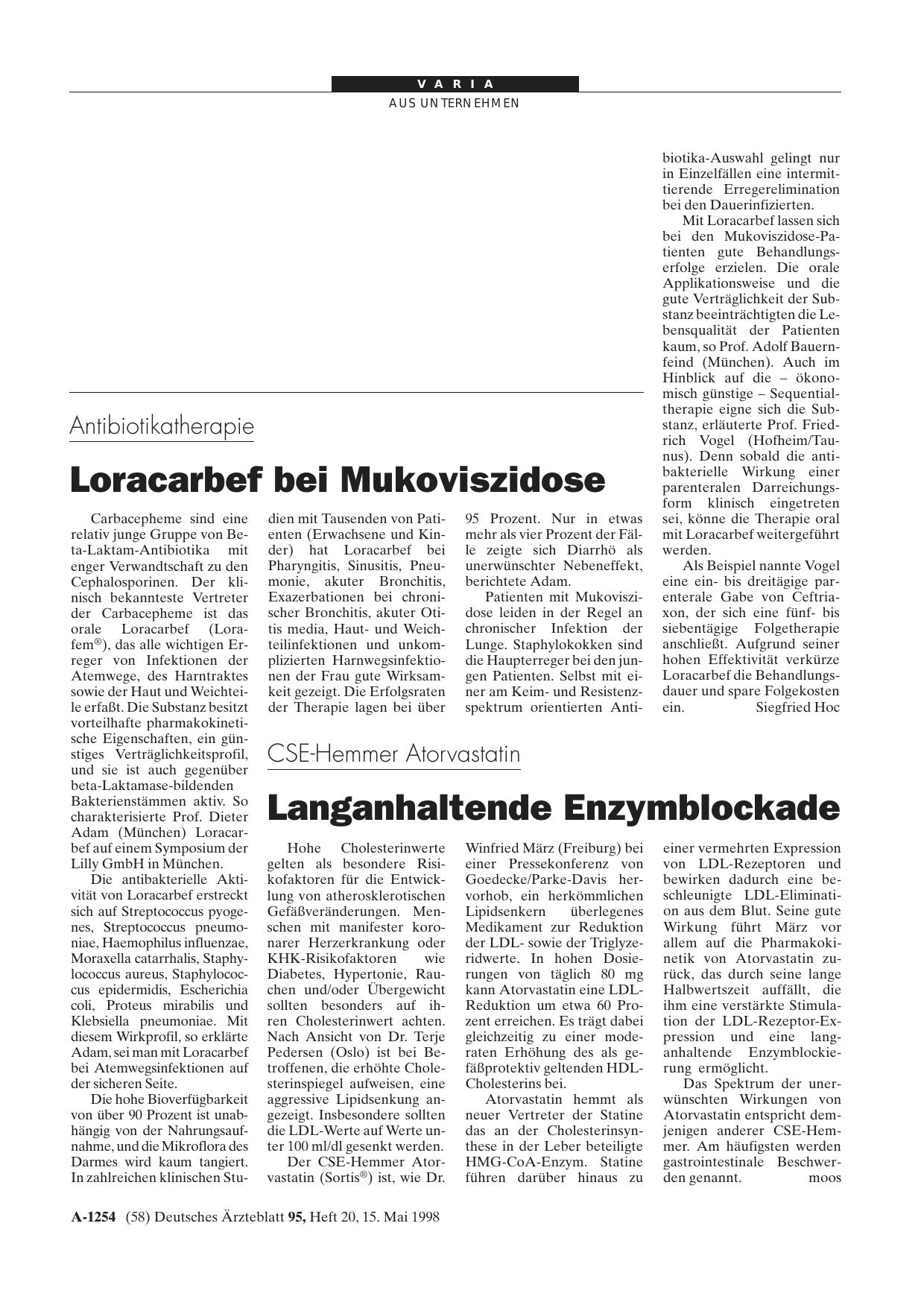 Vorschauseite 1: CSE-Hemmer Atorvastatin: Langanhaltende Enzymblockade
