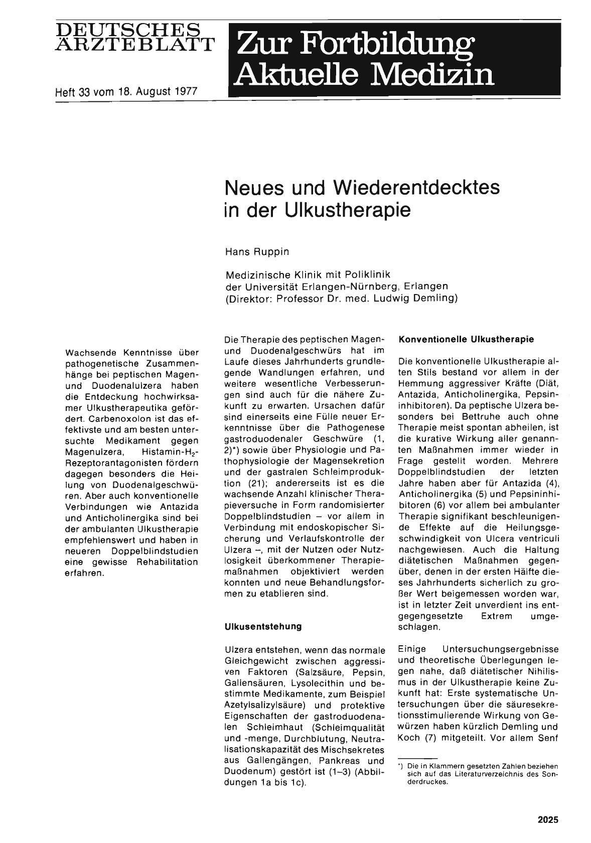 Vorschauseite 1: Neues und Wiederentdecktes in der Ulkustherapie