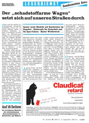 Vorschauseite 1: Der „schadstoffarme Wagen“ setzt sich auf unseren Straßen durch - Auf 16 Seiten die wichtigsten Modelle der internationalen Automobilindustrie in Kurztexten und Bildern