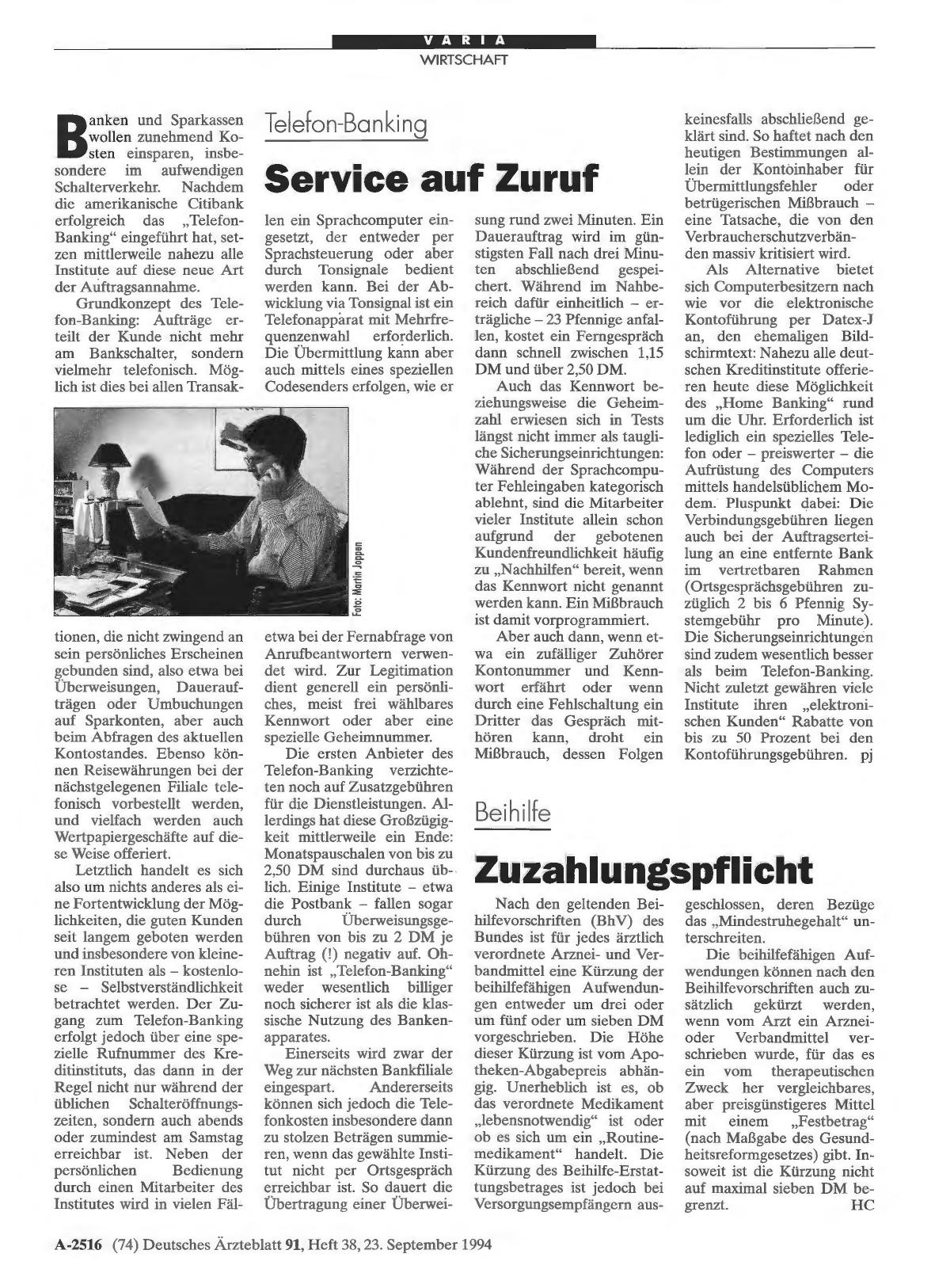 Vorschauseite 1: Telefon-Banking: Service auf Zuruf