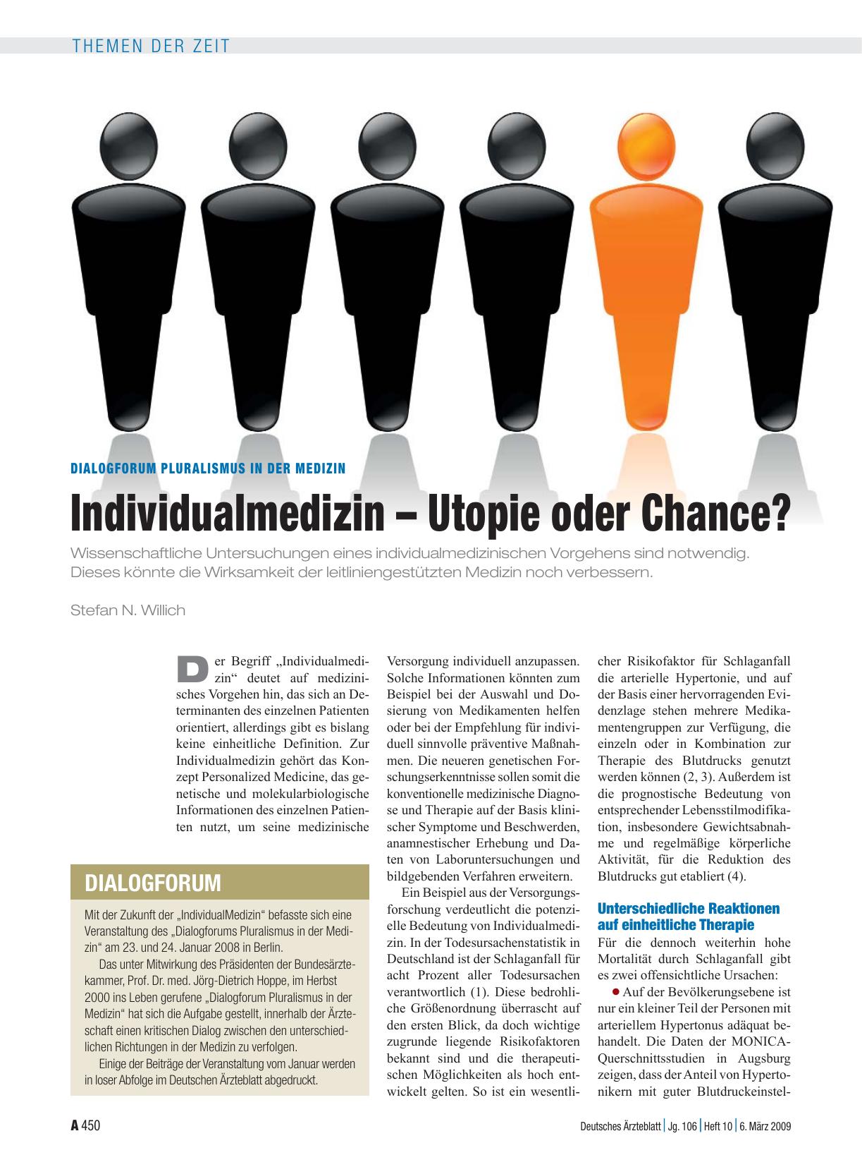 Vorschauseite 1: Dialogforum Pluralismus in der Medizin Individualmedizin – Utopie oder Chance?