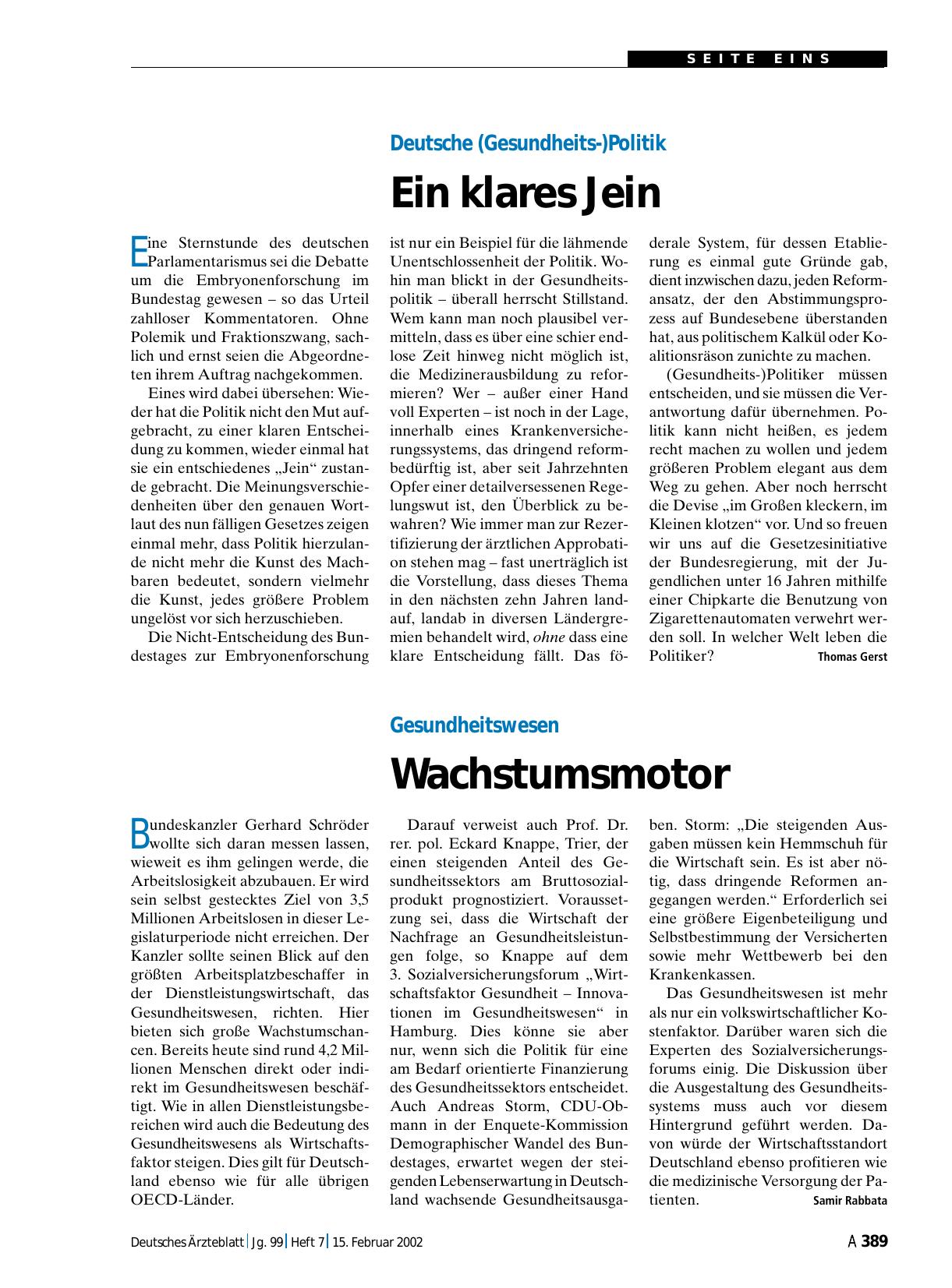 Vorschauseite 1: Gesundheitswesen: Wachstumsmotor