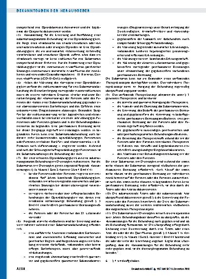 Vorschauseite 2: Beschluss des Gemeinsamen Bundesausschusses über eine Änderung der Richtlinie Methoden vertragsärztliche Versorgung (MVV-RL): Anlage I Nummer 2 Substitutionsgestützte Behandlung O…