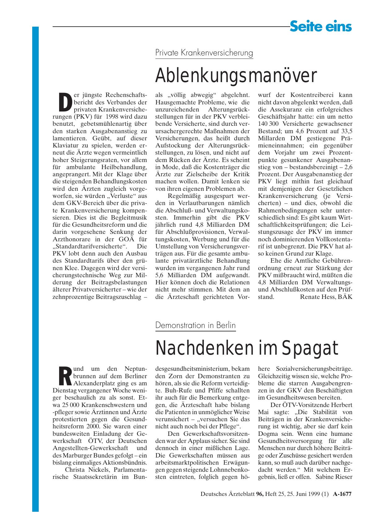 Vorschauseite 1: Demonstration in Berlin: Nachdenken im Spagat