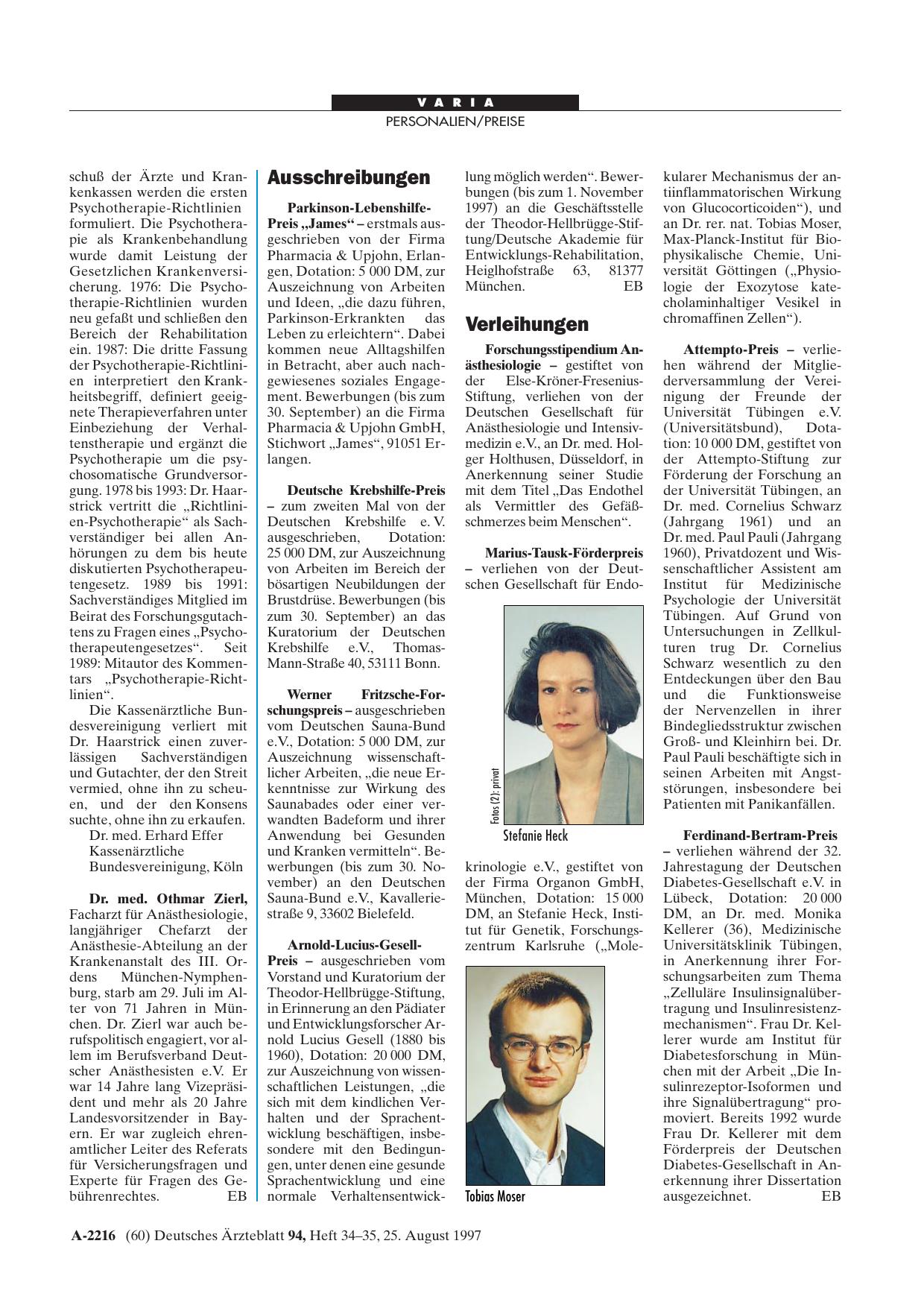 Vorschauseite 1: Verleihungen
