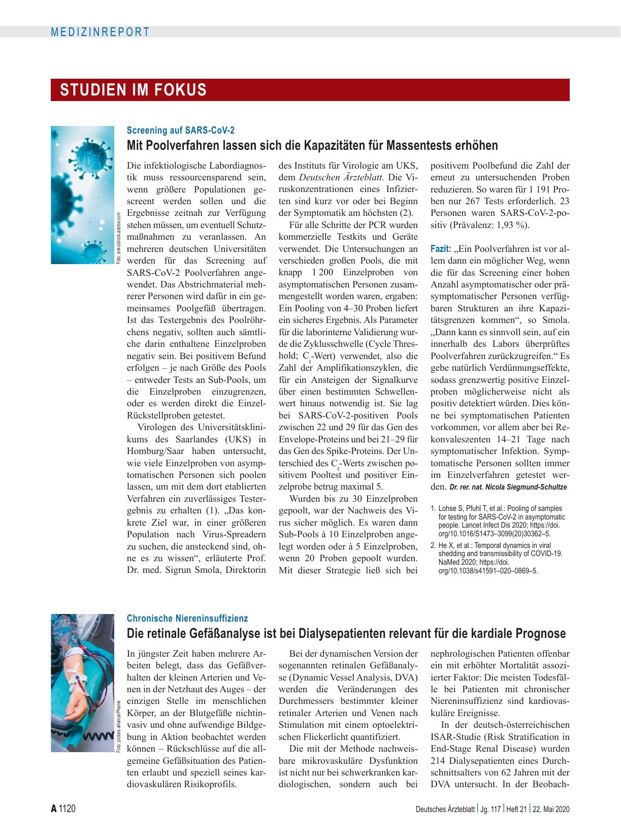 Vorschauseite 1: Chronische Niereninsuffizienz: Die retinale Gefäßanalyse ist bei Dialysepatienten relevant für die kardiale Prognose