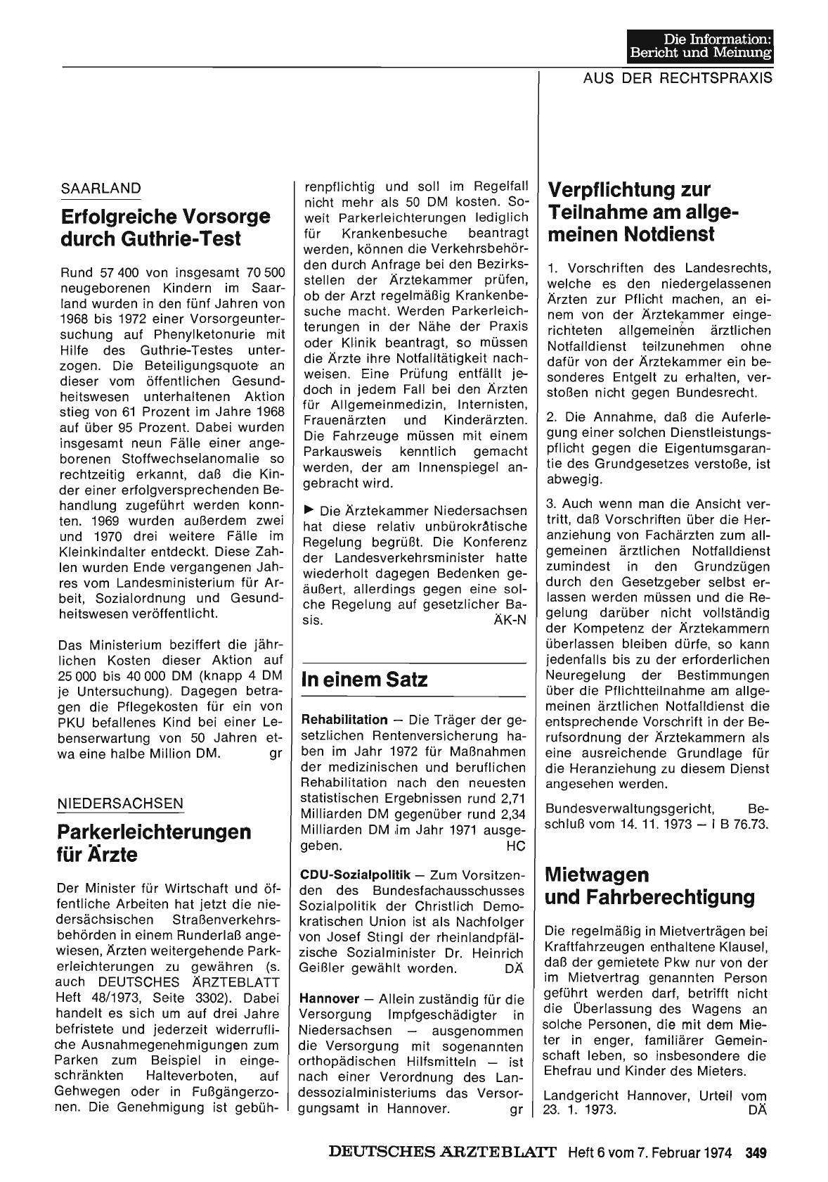 Vorschauseite 1: Verpflichtung zur Teilnahme am allgemeinen Notdienst