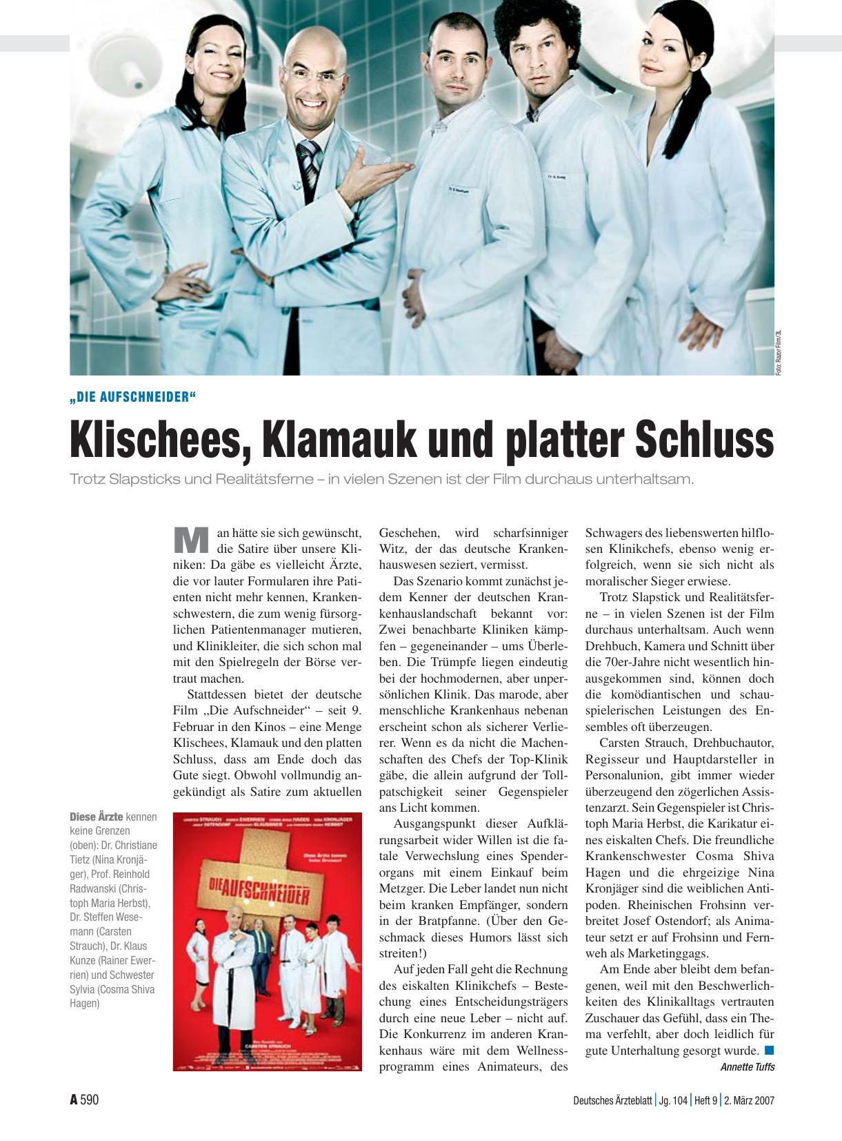 Vorschauseite 1: „Die Aufschneider“: Klischees, Klamauk und platter Schluss