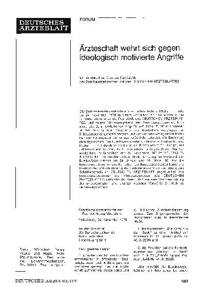 Vorschauseite 1: Ärzteschaft wehrt sich gegen ideologisch motivierte Angriffe