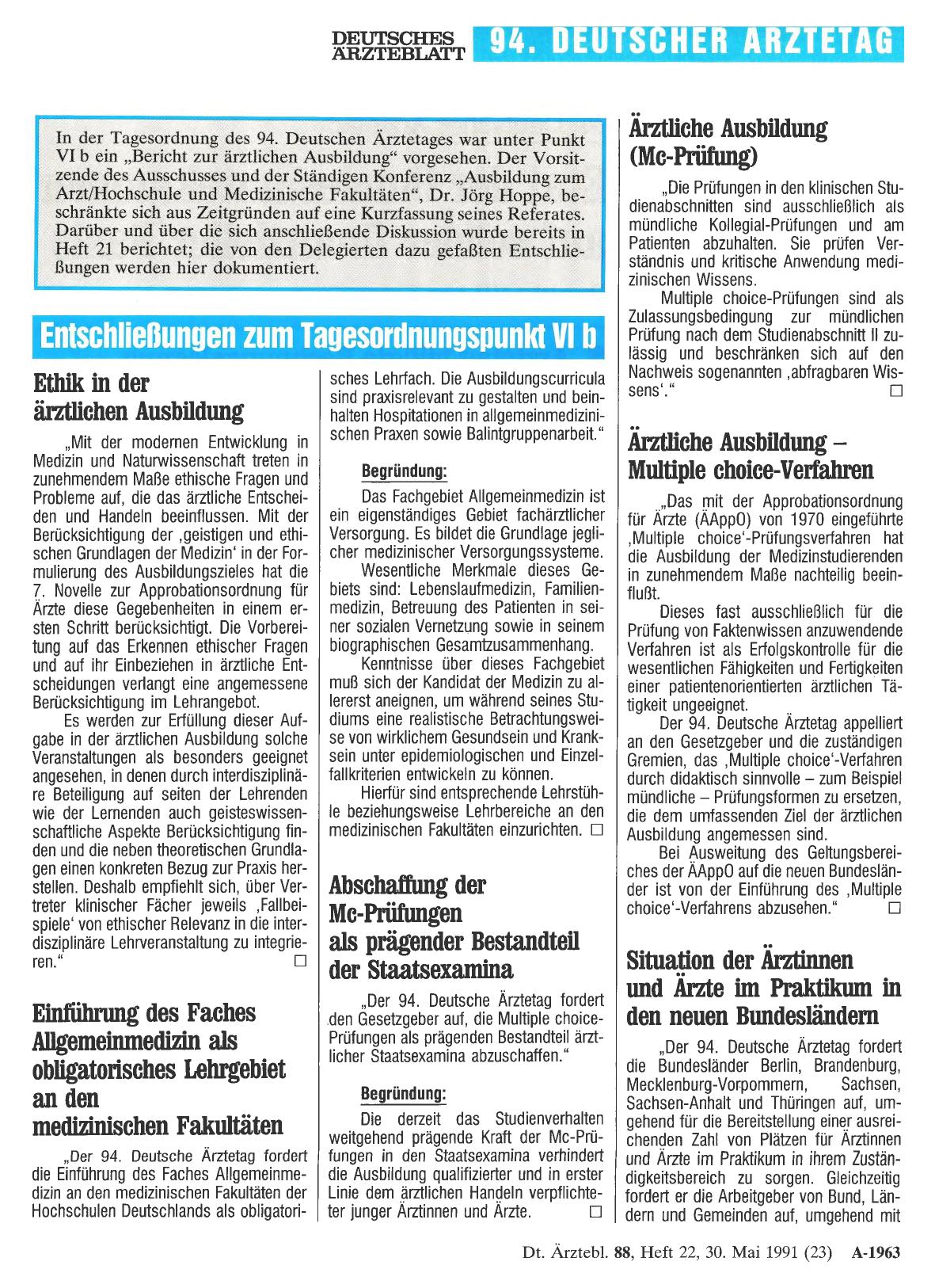 Vorschauseite 1: Entschließungen zum Tagesordnungspunkt VI b