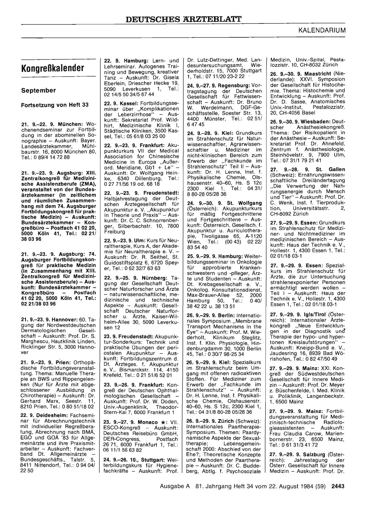Vorschauseite 1: Kongreßkalender