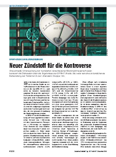 Vorschauseite 1: SPRINT-Studie zur Blutdrucksenkung: Neuer Zündstoff für die Kontroverse