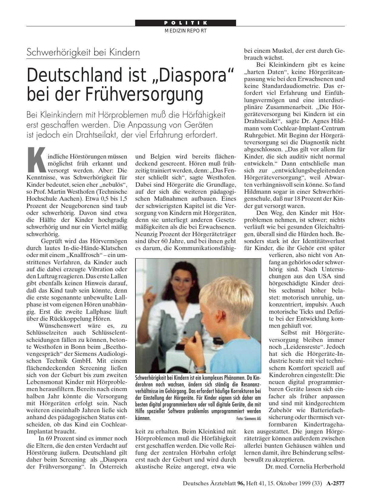 Vorschauseite 1: Schwerhörigkeit bei Kindern: Deutschland ist „Diaspora“ bei der Frühversorgung