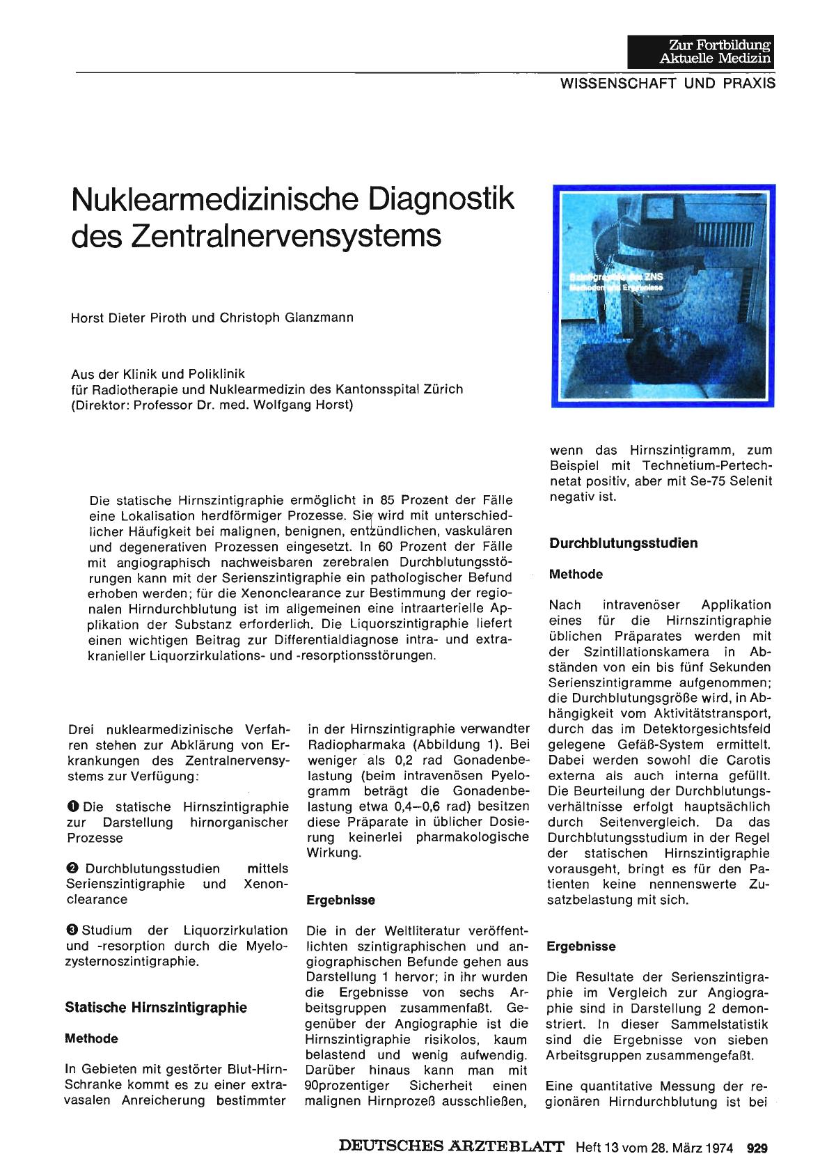 Vorschauseite 1: Nuklearmedizinische Diagnostik des Zentralnervensystems