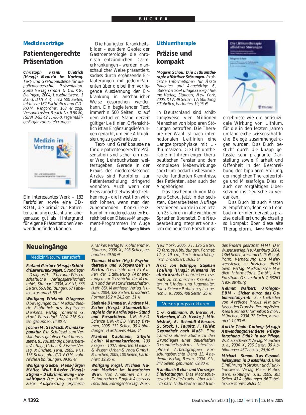 Vorschauseite 1: Die Lithiumtherapie affektiver Störungen. Praktische Informationen für Ärzte, Patienten und Angehörige