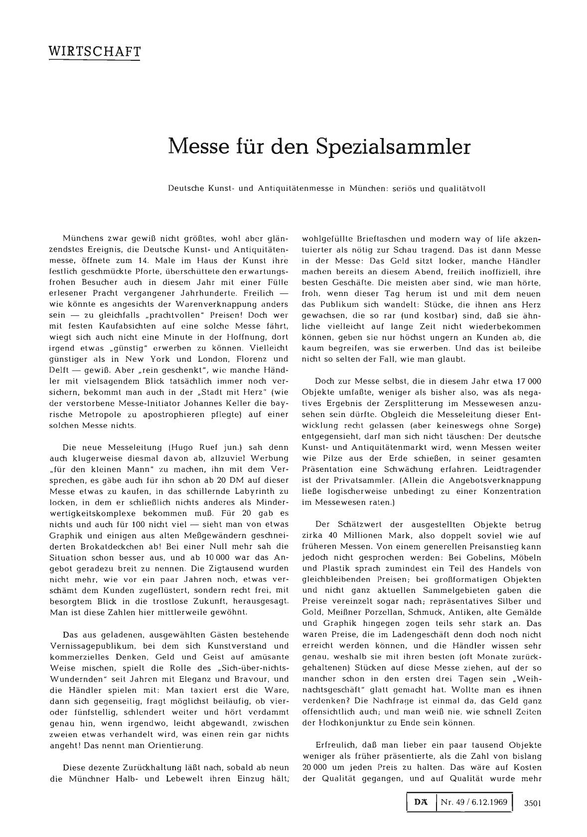 Vorschauseite 1: Messe für den Spezialsammler Deutsche Kunstund Antiquitätenmesse in München: seriös und qualitätvoll