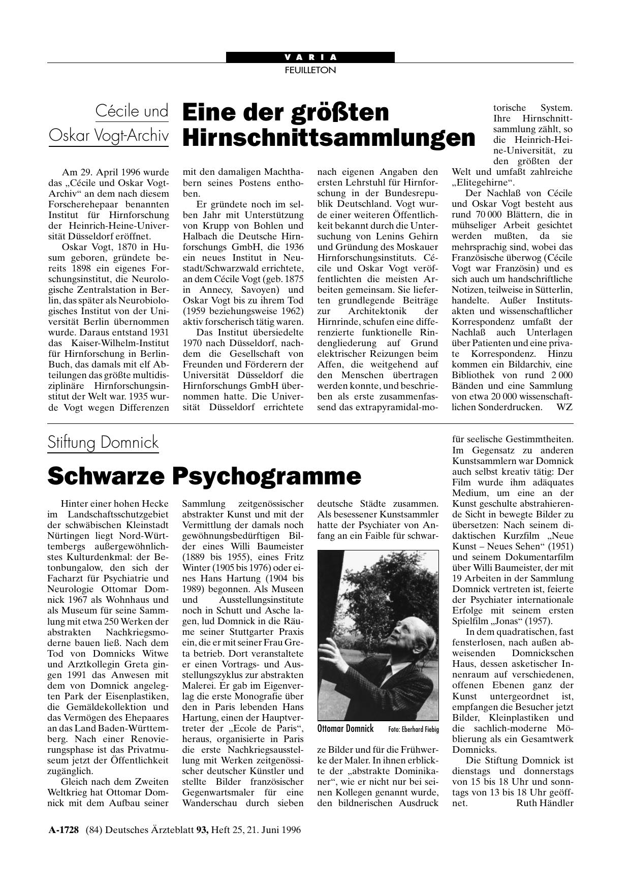 Vorschauseite 1: Stiftung Domnick: Schwarze Psychogramme