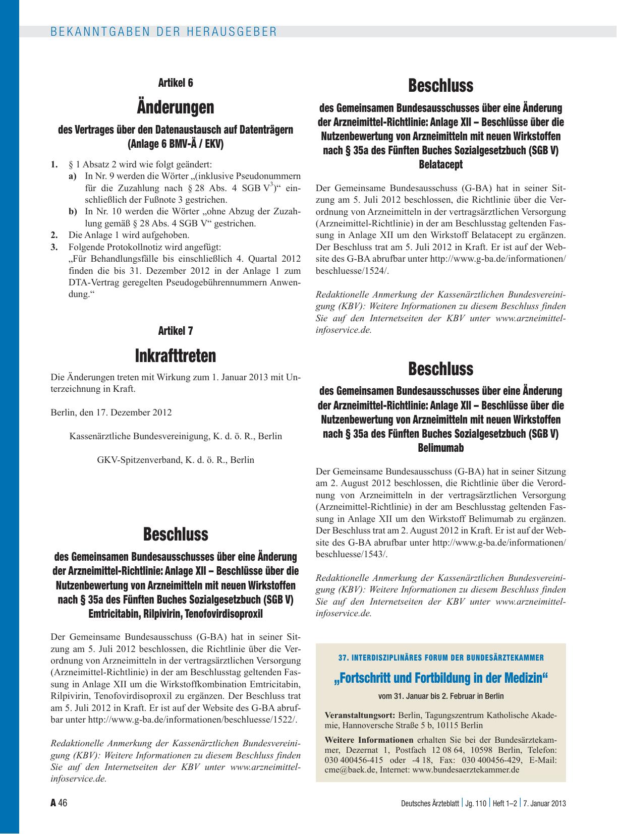 Vorschauseite 1: 37. Interdisziplinäres Forum der Bundesärztekammer: „Fortschritt und Fortbildung in der Medizin“