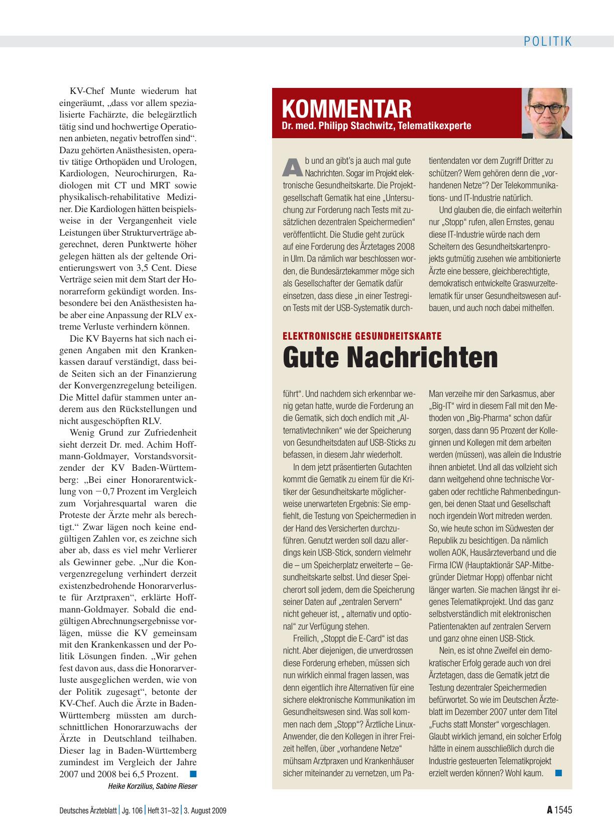 Vorschauseite 1: Elektronische Gesundheitskarte: Gute Nachrichten