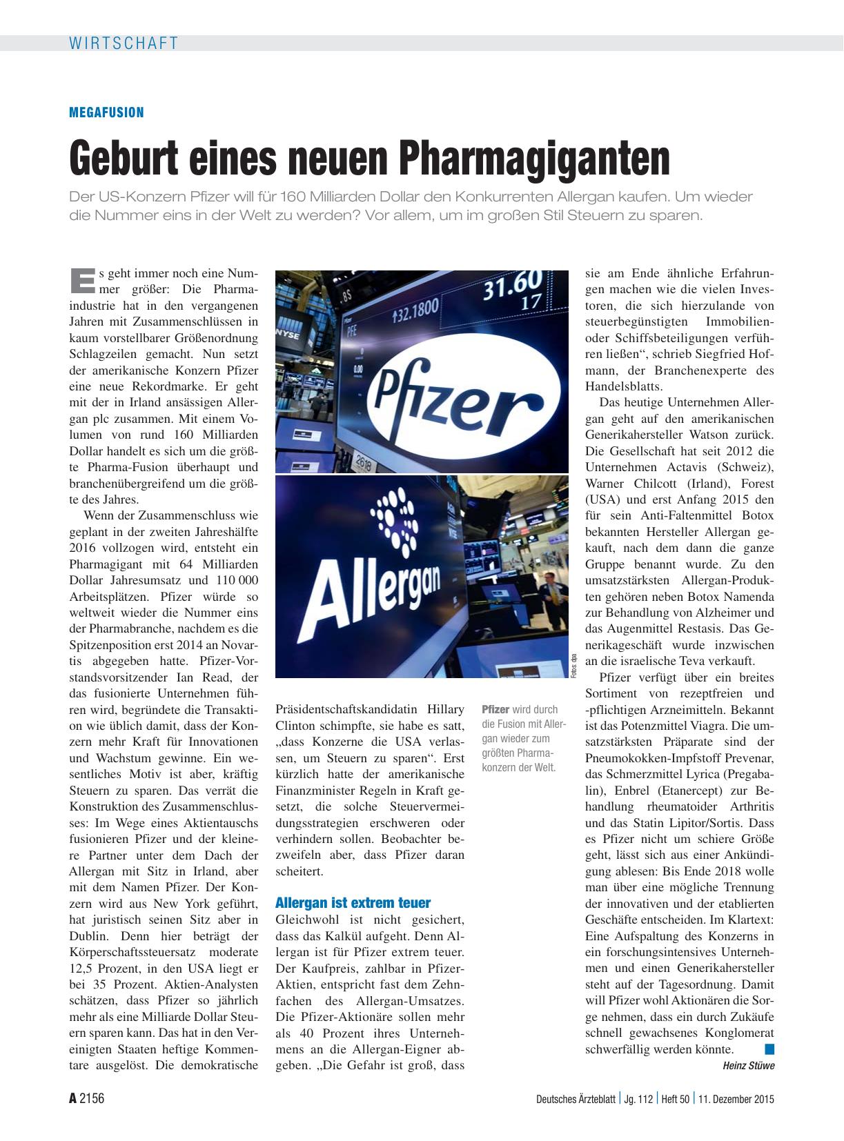 Vorschauseite 1: Megafusion: Geburt eines neuen Pharmagiganten