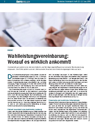 Vorschauseite 1: Recht: Wahlleistungsvereinbarung – Worauf es wirklich ankommt!