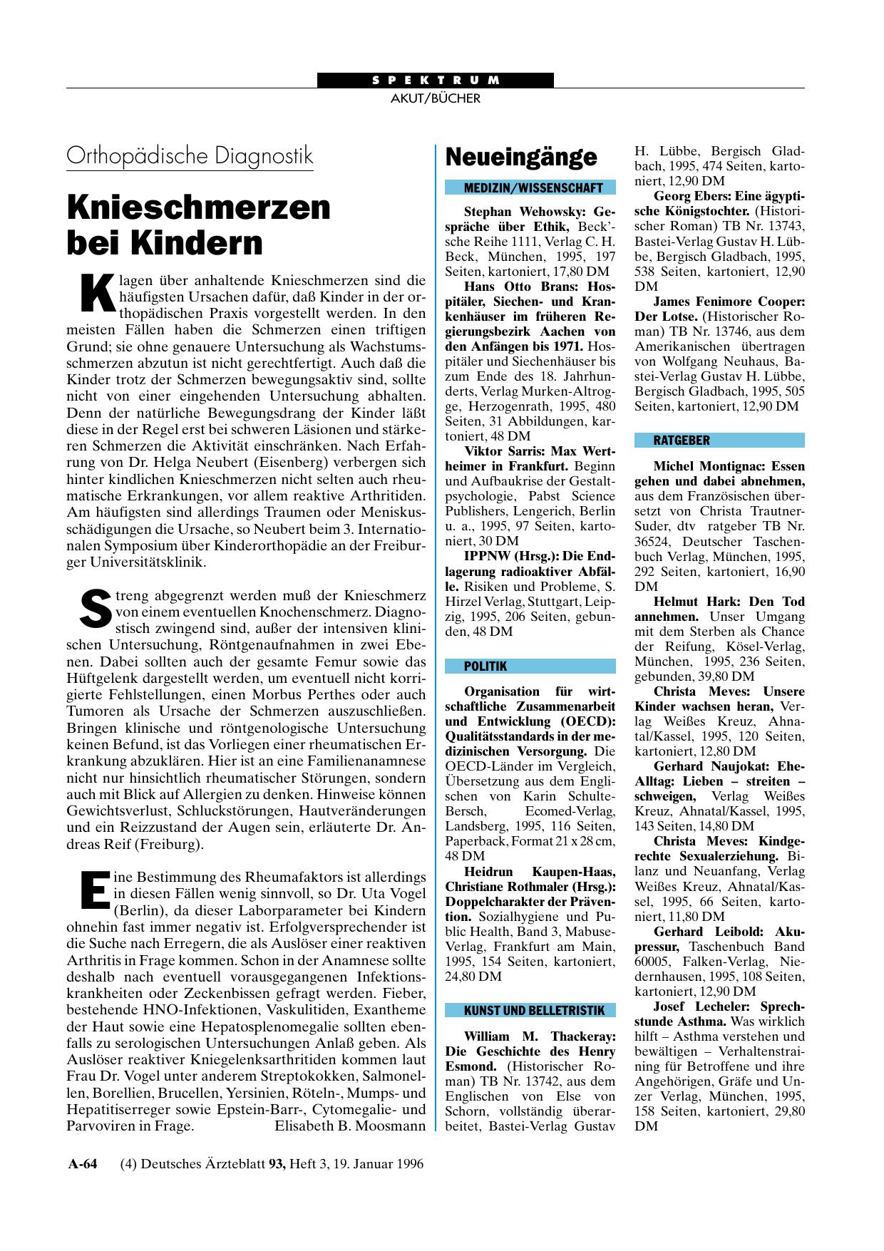 Vorschauseite 1: Orthopädische Diagnostik: Knieschmerzen bei Kindern