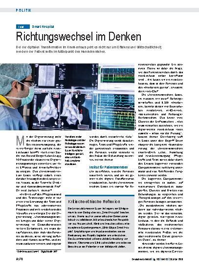 Vorschauseite 1: Smart Hospital: Richtungswechsel im Denken