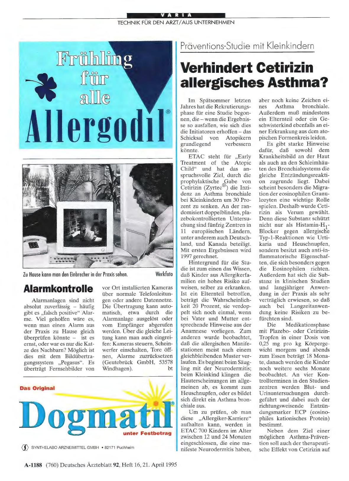 Vorschauseite 1: Präventions-Studie mit Kleinkindern: Verhindert Cetirizin allergisches Asthma?