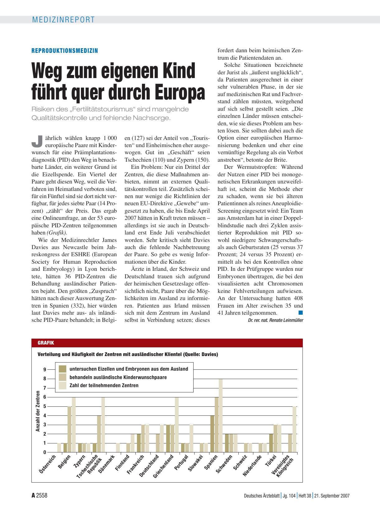 Vorschauseite 1: Reproduktionsmedizin: Weg zum eigenen Kind führt quer durch Europa