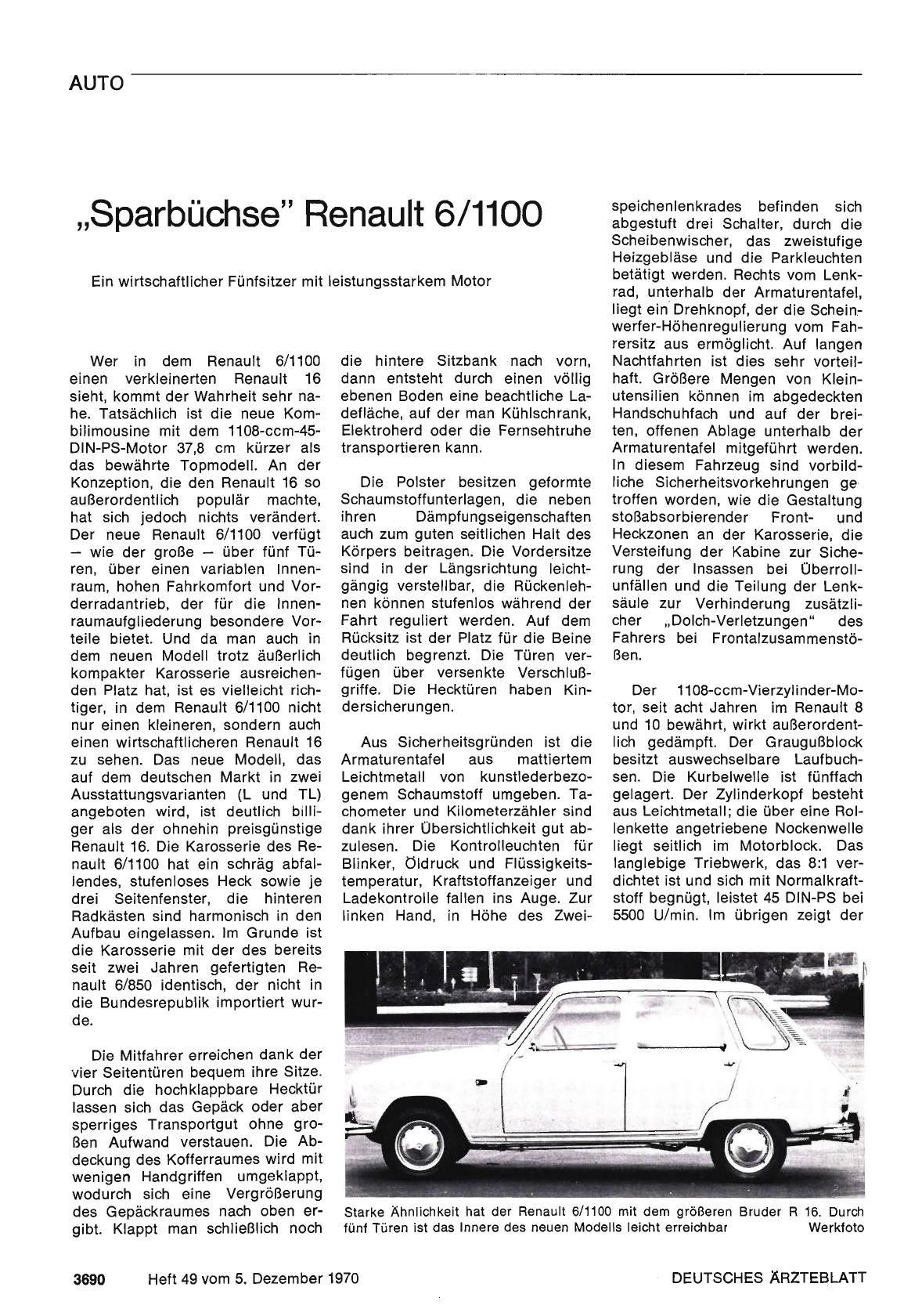 Vorschauseite 1: „Sparbüchse" Renault 6/1100