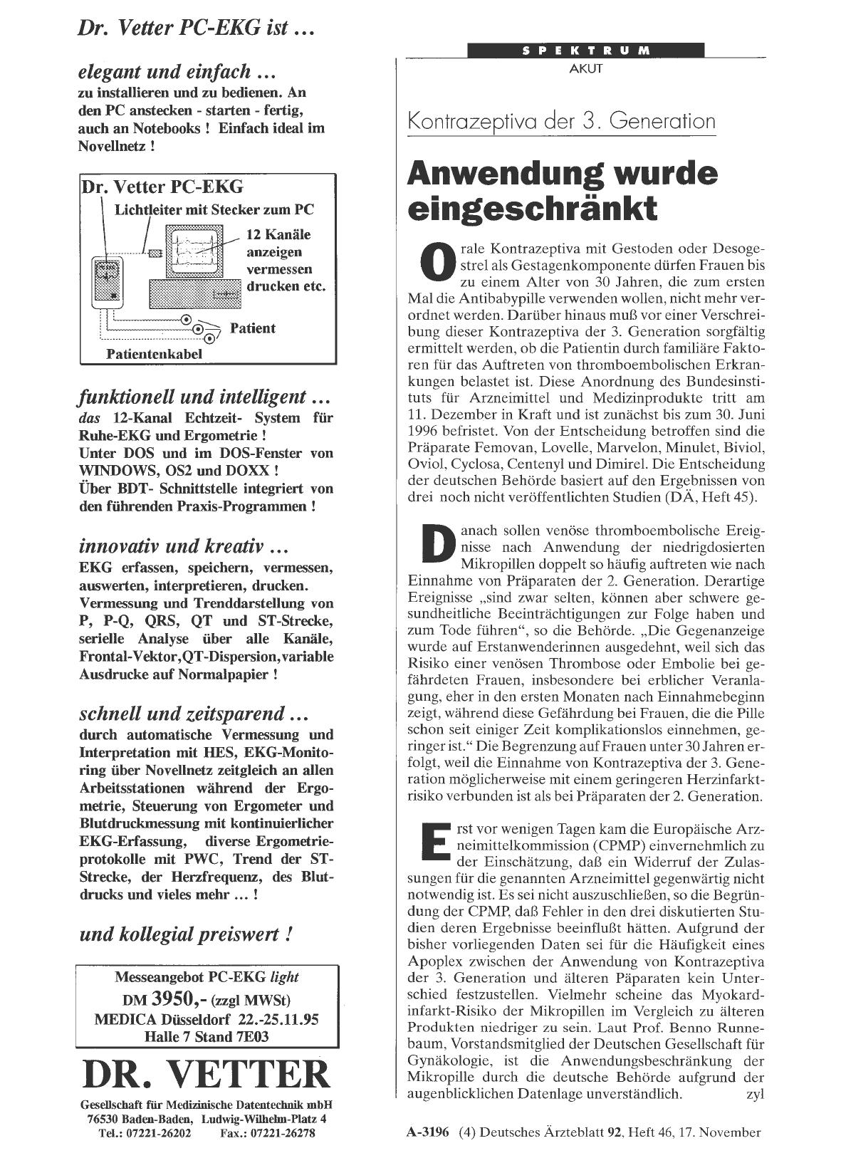 Vorschauseite 1: Kontrazeptiva der 3. Generation: Anwendung wurde eingeschränkt