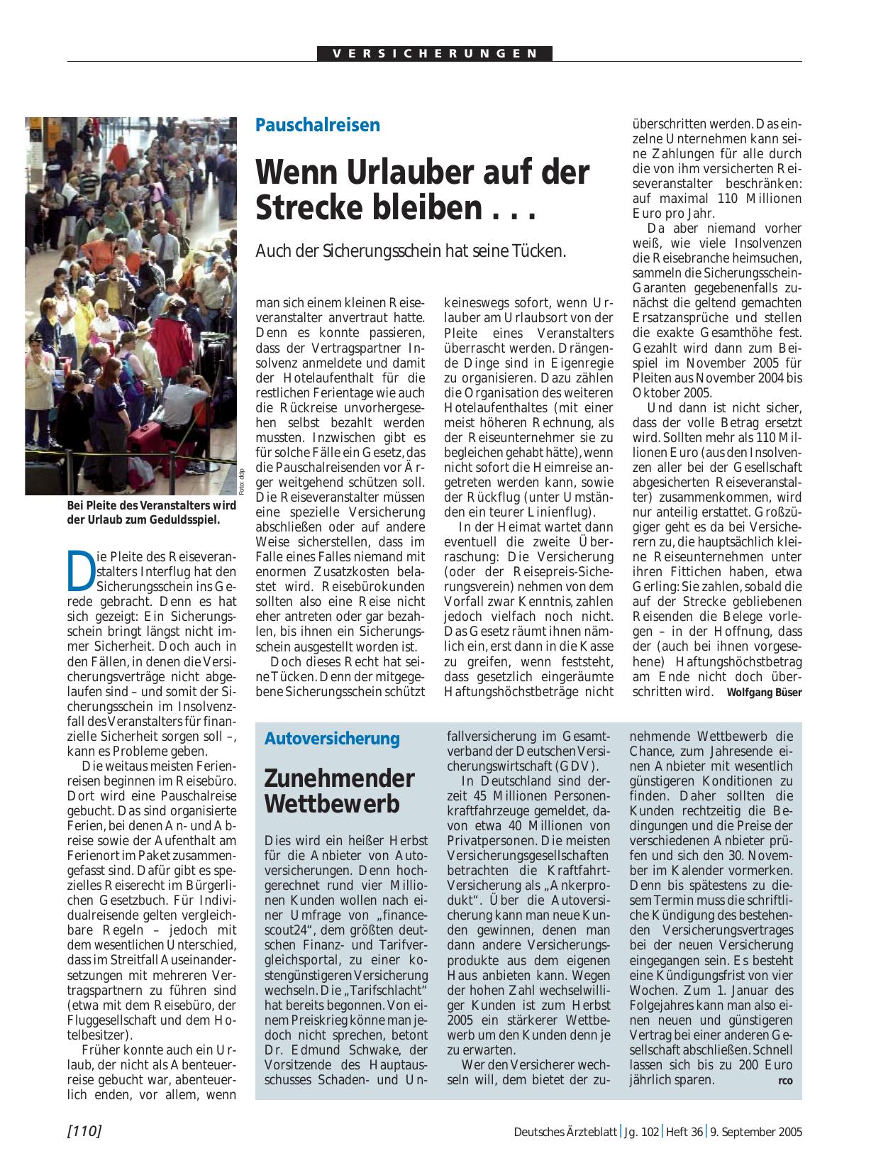 Vorschauseite 1: Pauschalreisen: Wenn Urlauber auf der Strecke bleiben. ..