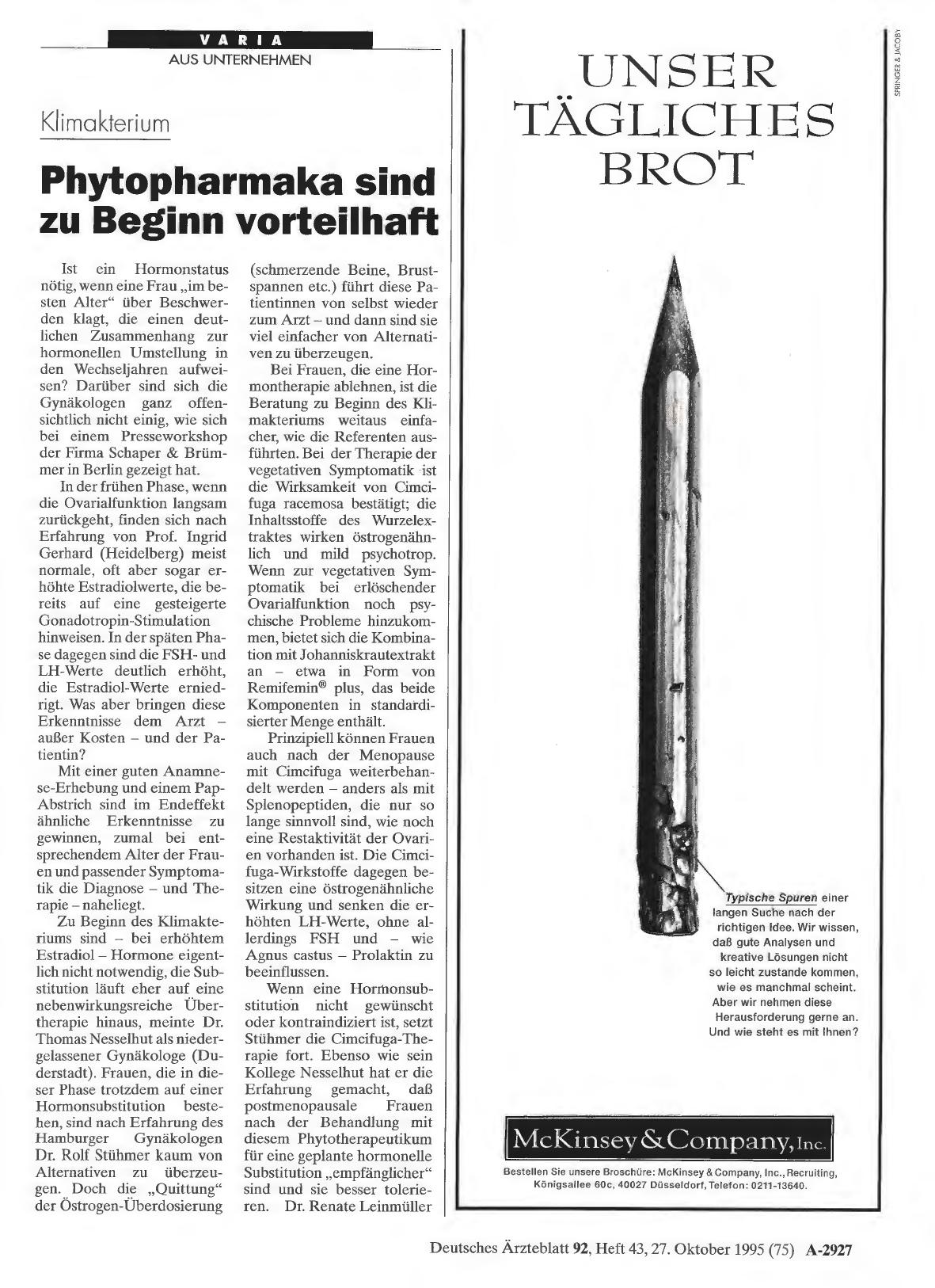 Vorschauseite 1: Klimakterium: Phytopharmaka sind zu Beginn vorteilhaft