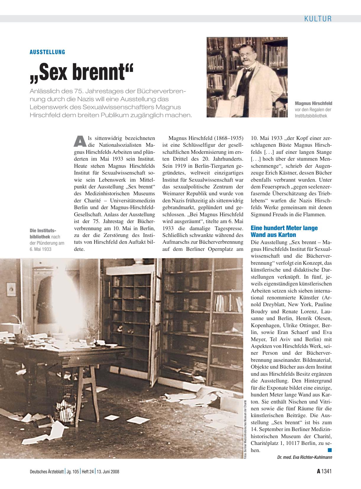 Vorschauseite 1: Ausstellung: „Sex brennt“