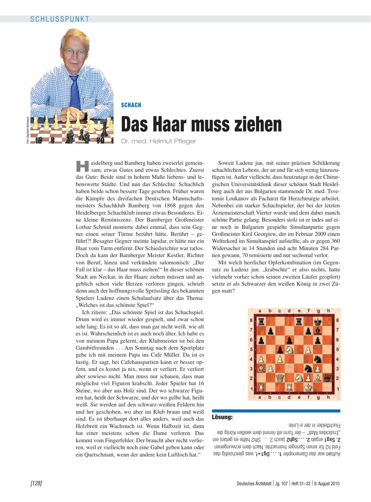 Vorschauseite 1: Schach: Das Haar muss ziehen
