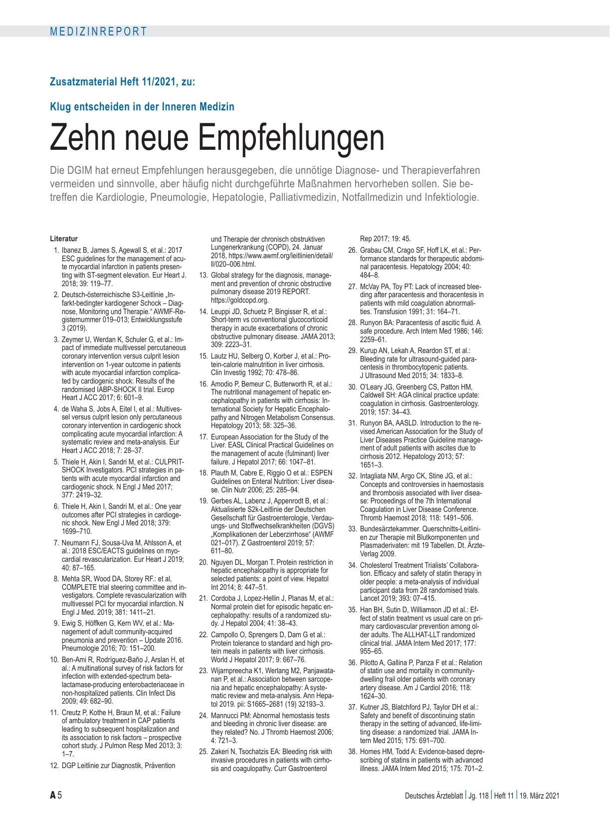 Vorschauseite 5: Klug entscheiden in der Inneren Medizin: Zehn neue Empfehlungen