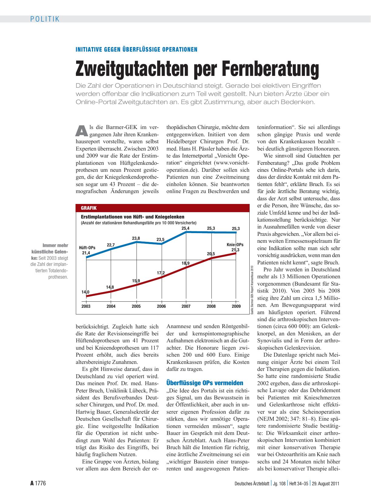 Vorschauseite 1: Initiative gegen überflüssige Operationen: Zweitgutachten per Fernberatung