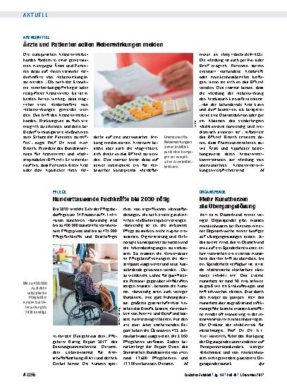Vorschauseite 1: Arzneimittel: Ärzte und Patienten sollen Nebenwirkungen melden