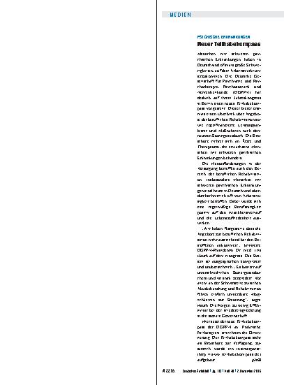 Vorschauseite 1: Psychische Erkrankungen: Neuer Teilhabekompass