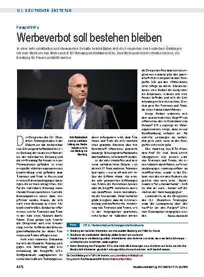 Vorschauseite 1: Paragraf 219 a: Werbeverbot soll bestehen bleiben